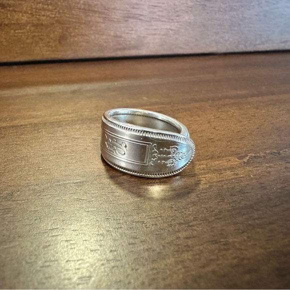 “B” Engraved Spoon Ring - Picture 5 of 14